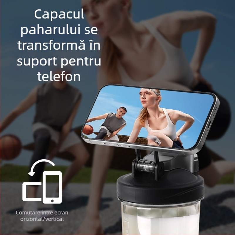 Pahar de shake pentru sport și fitness, cu scară – capacitate mare, rezistent la temperaturi, din plastic alimentar