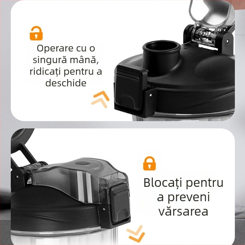 Pahar de shake pentru sport și fitness, cu scară – capacitate mare, rezistent la temperaturi, din plastic alimentar