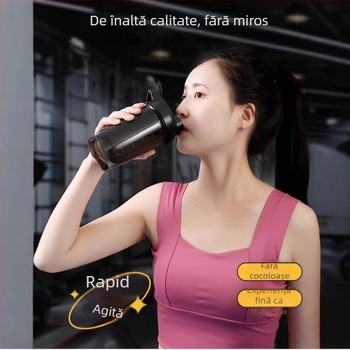 Shaker de fitness pentru băuturi sportive, sticlă cu capac etanș, cană de amestec cu scară gradată, shaker pentru milkshake și recipient pentru pudră proteică
