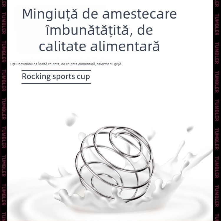 Shaker de fitness pentru băuturi sportive, sticlă cu capac etanș, cană de amestec cu scară gradată, shaker pentru milkshake și recipient pentru pudră proteică