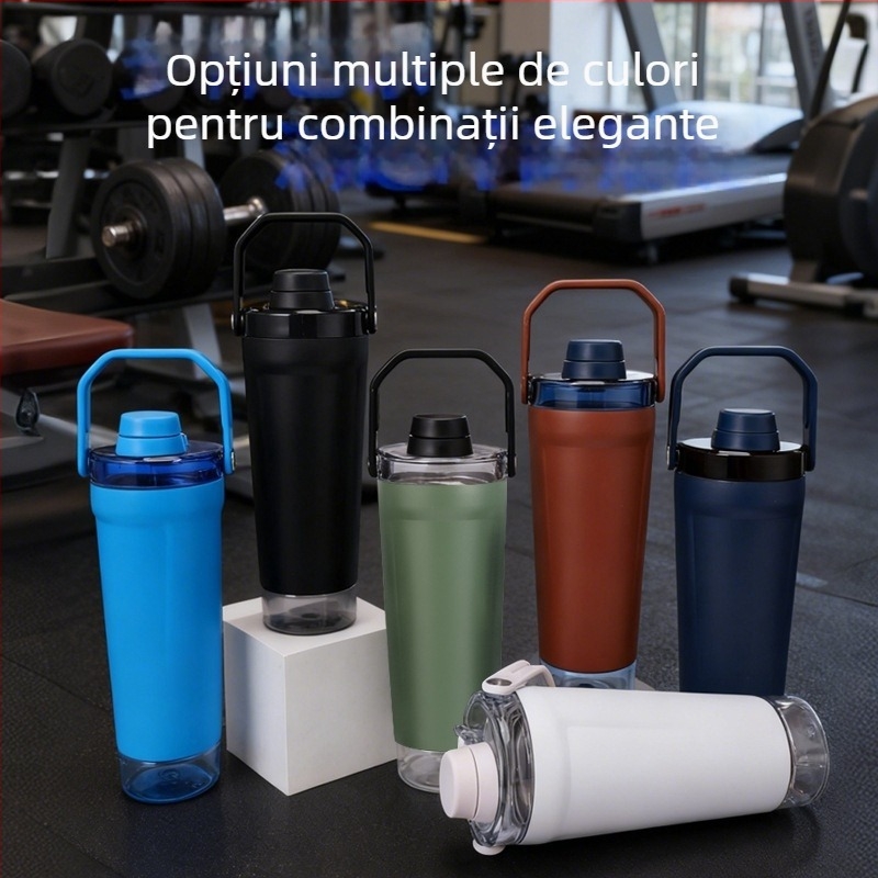 Shaker din oțel inoxidabil 304, pereți dubli cu izolație în vid, capacitate mare, portabil, pentru pudră proteică și shake cu lapte