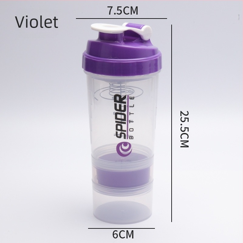 Cana shaker cu două straturi, porționare, capacitate mare, etanșă, pentru pudră de proteine, milkshake și băuturi sportive