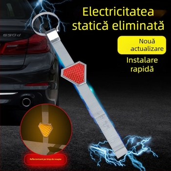 Bandă anti-statică pentru autoturism, cu suspensie, avertizare triunghiulară și lanț de împământare metalic reflectorizant