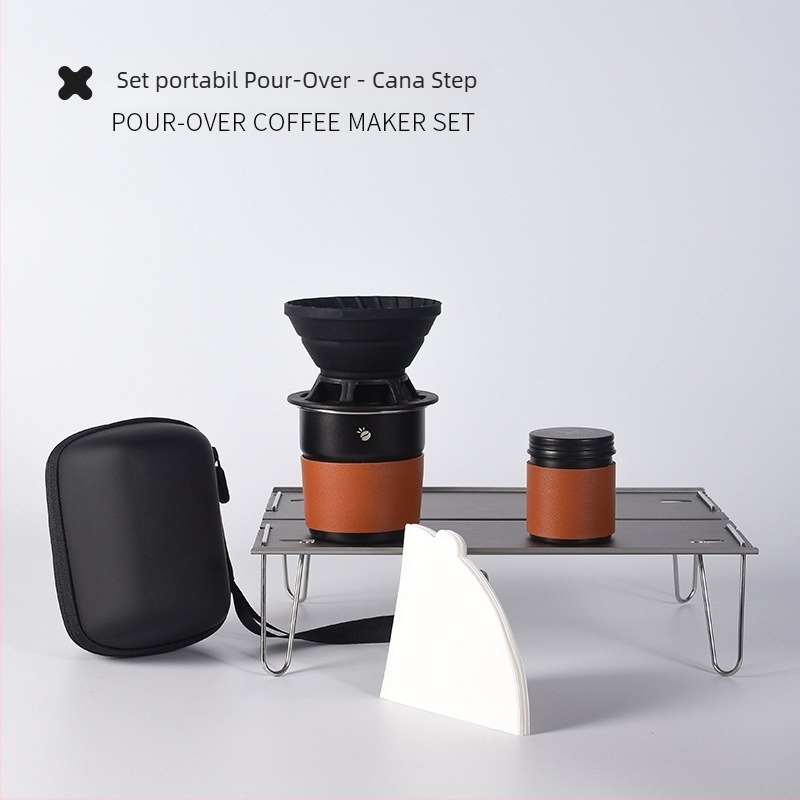 Set portabil de cafea pentru preparare manuală, pentru camping și călătorii, cu ceașcă din silicon și filtru
