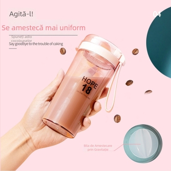 Pahar de shake din plastic transparent, gros, cu capac etanș, potrivit pentru cafea și pudră proteică