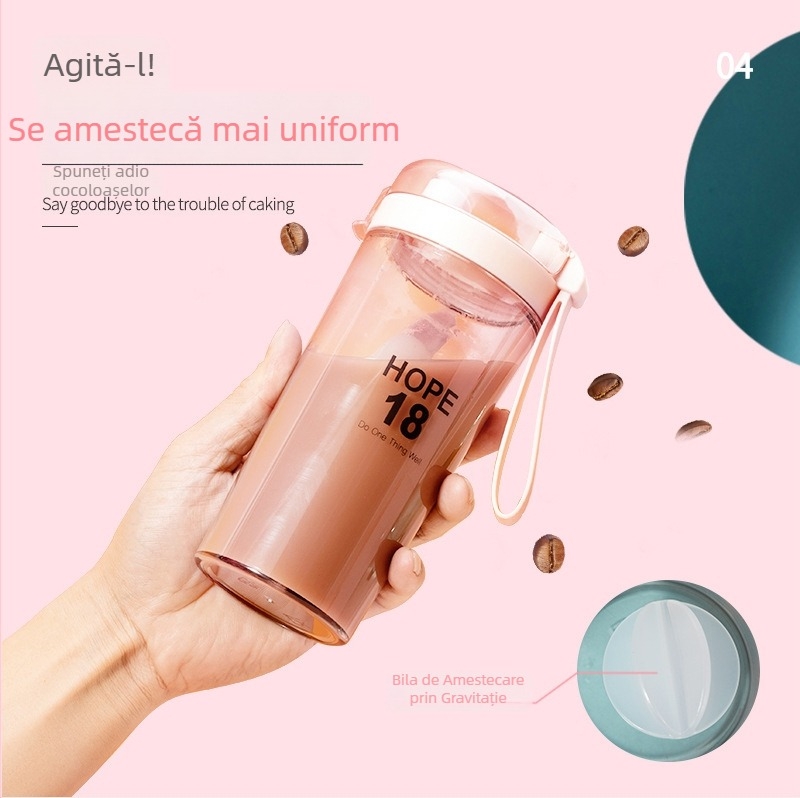 Pahar de shake din plastic transparent, gros, cu capac etanș, potrivit pentru cafea și pudră proteică