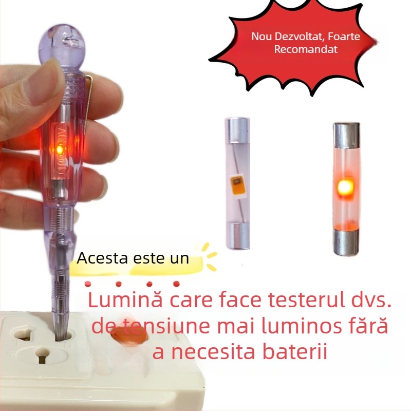 Tester de tensiune LED, pasiv, cu indicator neon