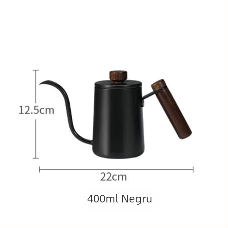 Căniță pentru cafea pour-over, utilizare casnică, oțel inoxidabil 304, gură lungă îngustă, capac, negru sau alb