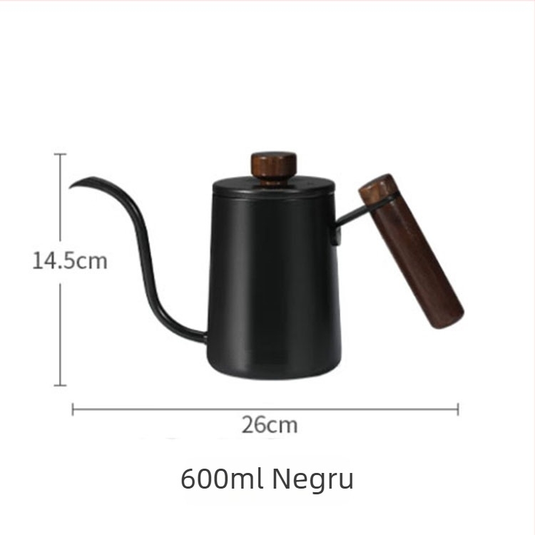 Căniță pentru cafea pour-over, utilizare casnică, oțel inoxidabil 304, gură lungă îngustă, capac, negru sau alb