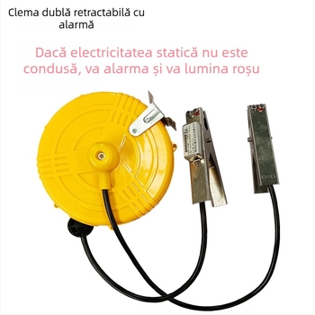 Tambur de împământare electrostatic pentru cisternă, cu clips de alarmă retractabile