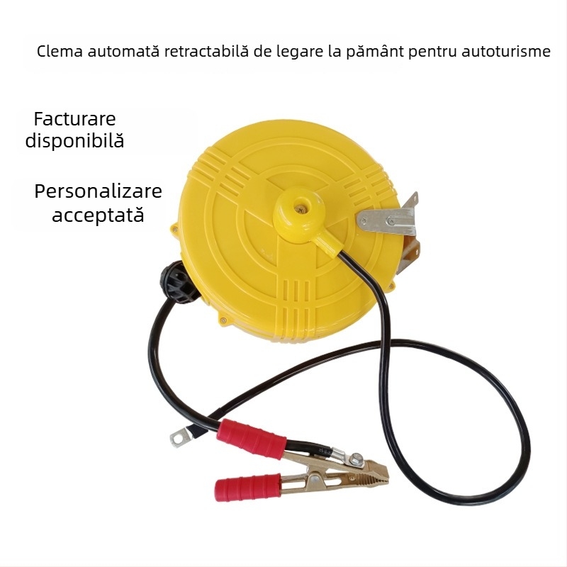 Tambur de împământare electrostatic pentru cisternă, cu clips de alarmă retractabile