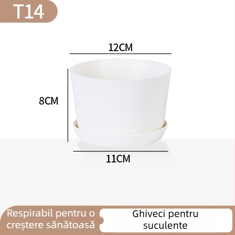 Ghiveci minimalist din plastic pentru suculente, cu design în inele de creștere, durabil pentru casă și birou