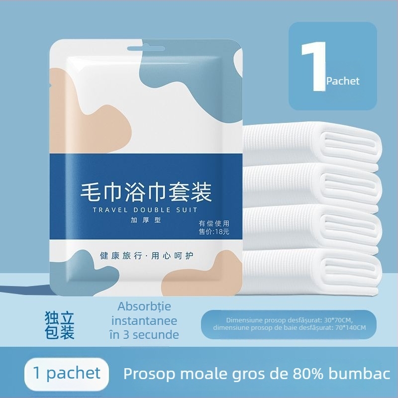 Set de lenjerie de voiaj de unică folosință, patru piese, ce include sac de dormit dublu, fețe de pernă și cearșaf, portabil