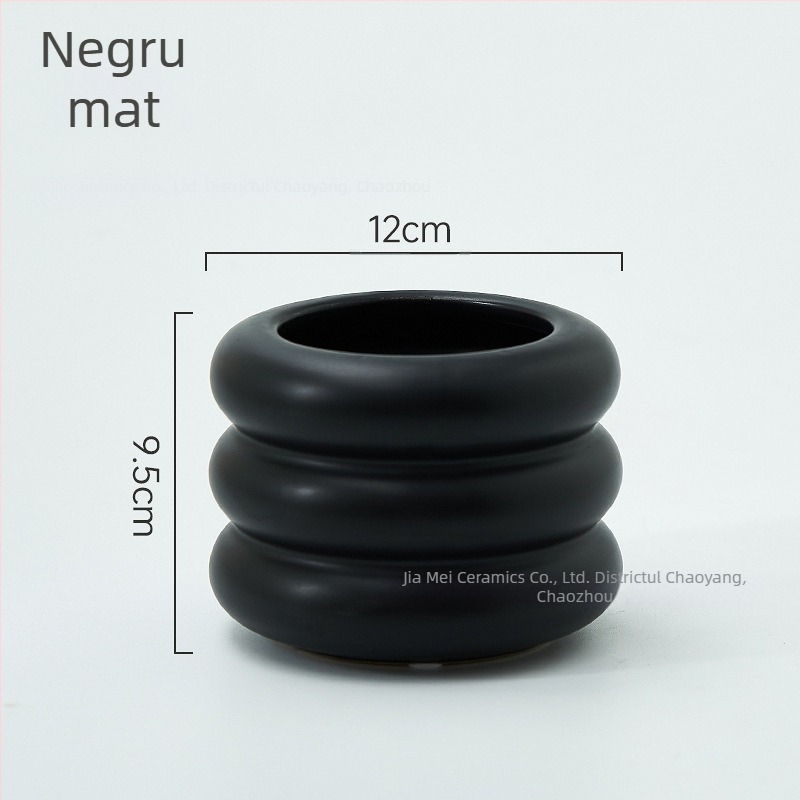 Ghiveci ceramic creativ în nuanțe macarons, formă de donut, pentru Phalaenopsis și suculente, stil nordic minimalist.