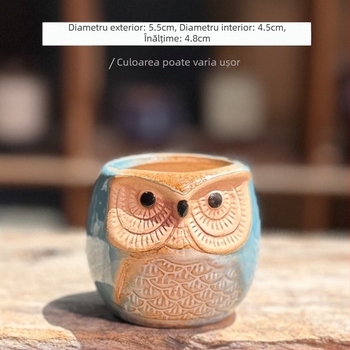 Ghiveci ceramic în formă de bufniță pentru suculente, respirabil, design minimalist pentru decorul casei