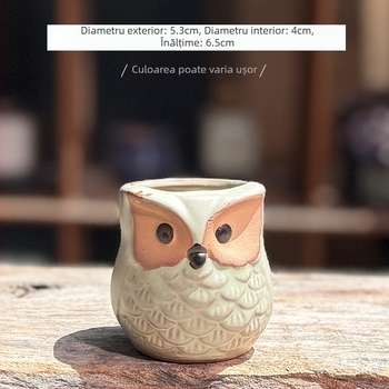 Ghiveci ceramic în formă de bufniță pentru suculente, respirabil, design minimalist pentru decorul casei