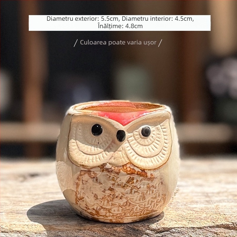 Ghiveci ceramic în formă de bufniță pentru suculente, respirabil, design minimalist pentru decorul casei