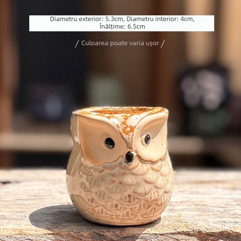 Ghiveci ceramic în formă de bufniță pentru suculente, respirabil, design minimalist pentru decorul casei