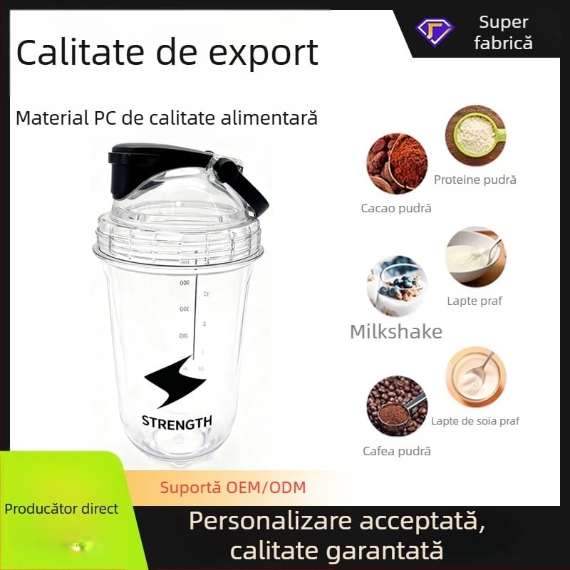 Cana sport 500 ml pentru fitness cu bilă de amestec, din plastic – shaker pentru proteine