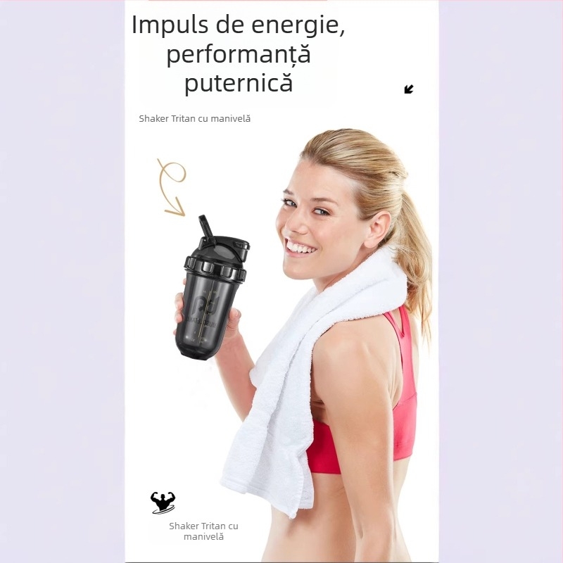 Cana sport 500 ml pentru fitness cu bilă de amestec, din plastic – shaker pentru proteine