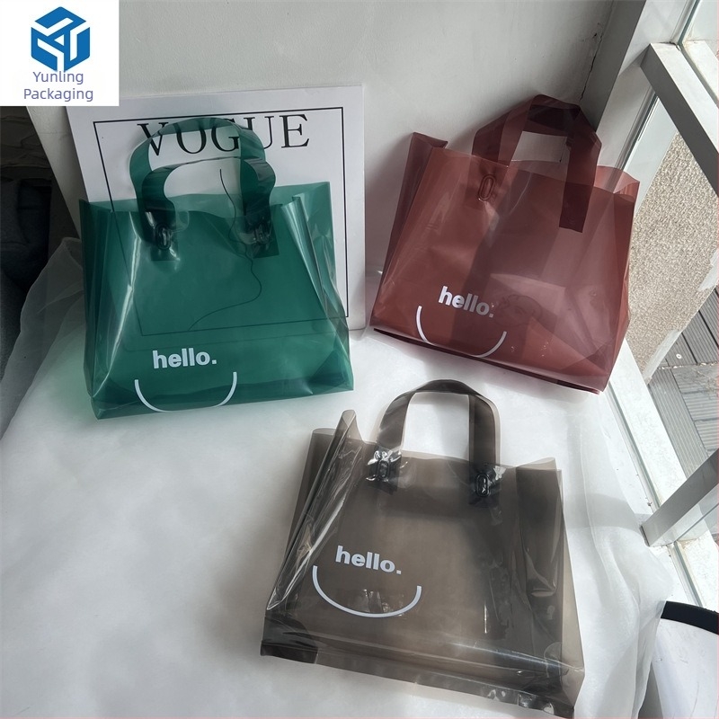 Geantă tote din plastic transparentă pentru ambalarea hainelor, design minimalist, capacitate mare