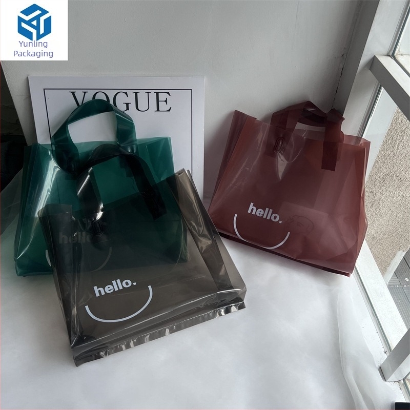 Geantă tote din plastic transparentă pentru ambalarea hainelor, design minimalist, capacitate mare