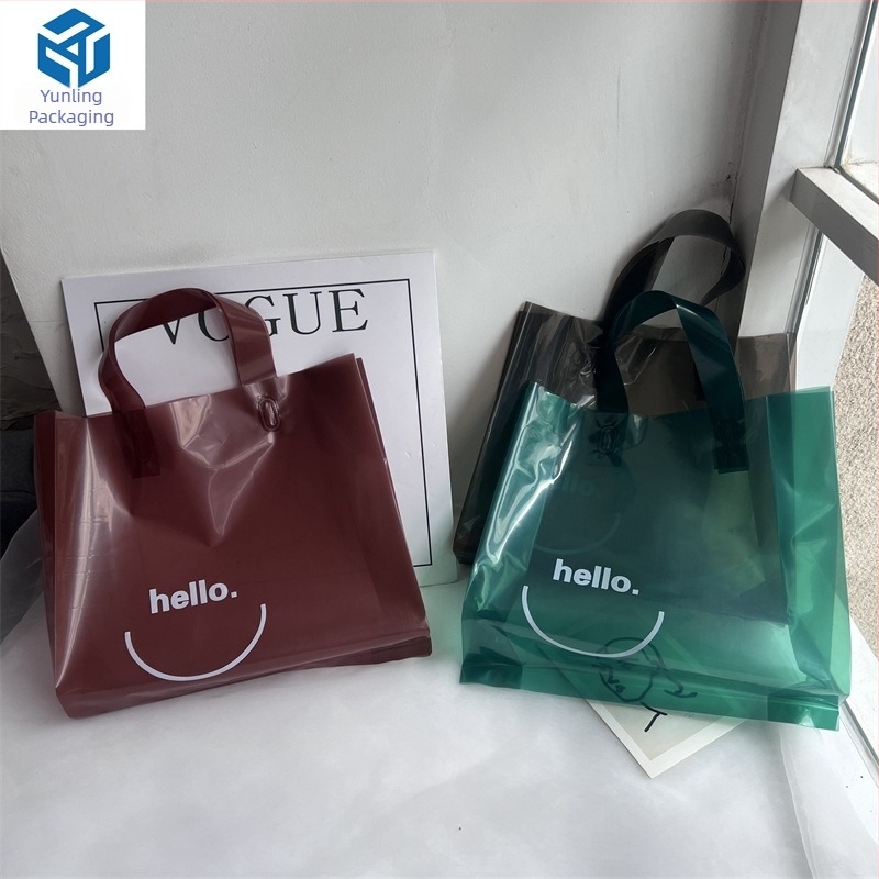 Geantă tote din plastic transparentă pentru ambalarea hainelor, design minimalist, capacitate mare