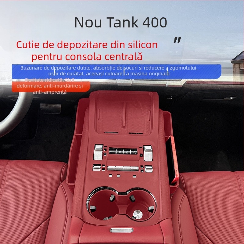 Covoraș din silicon pentru consola centrală — spațiu de depozitare compatibil Tank 400 Hi4T/Hi4Z, suport pentru pahare