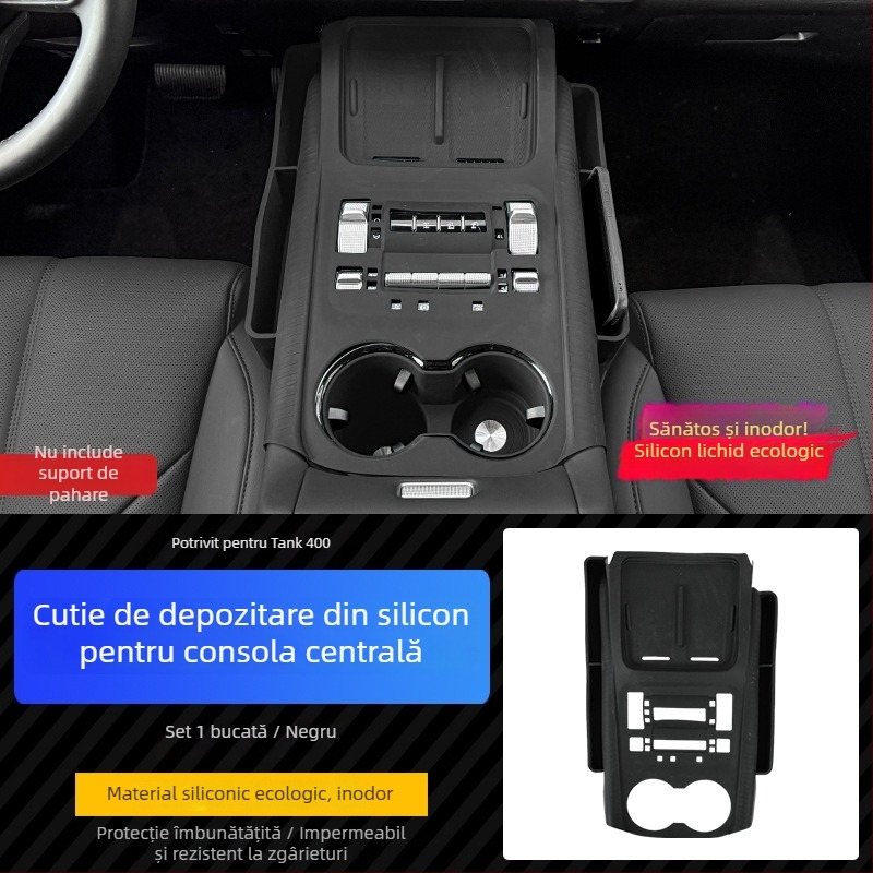 Covoraș din silicon pentru consola centrală — spațiu de depozitare compatibil Tank 400 Hi4T/Hi4Z, suport pentru pahare