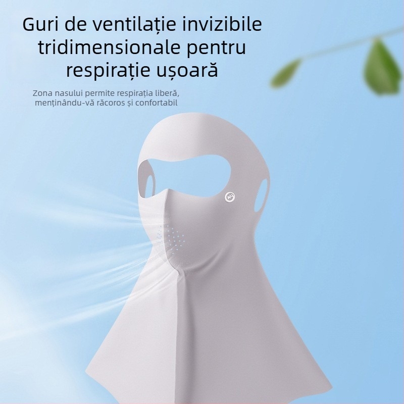 Mască UV cu protecție, subțire, ușoară, respirabilă, din Ice Silk, acoperire completă a feței, stil minimalist