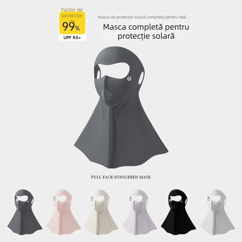 Mască UV cu protecție, subțire, ușoară, respirabilă, din Ice Silk, acoperire completă a feței, stil minimalist