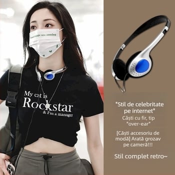 Căști cu fir montate pe cap, obiect foto în stil japonez, universal pentru telefoane mobile și calculatoare