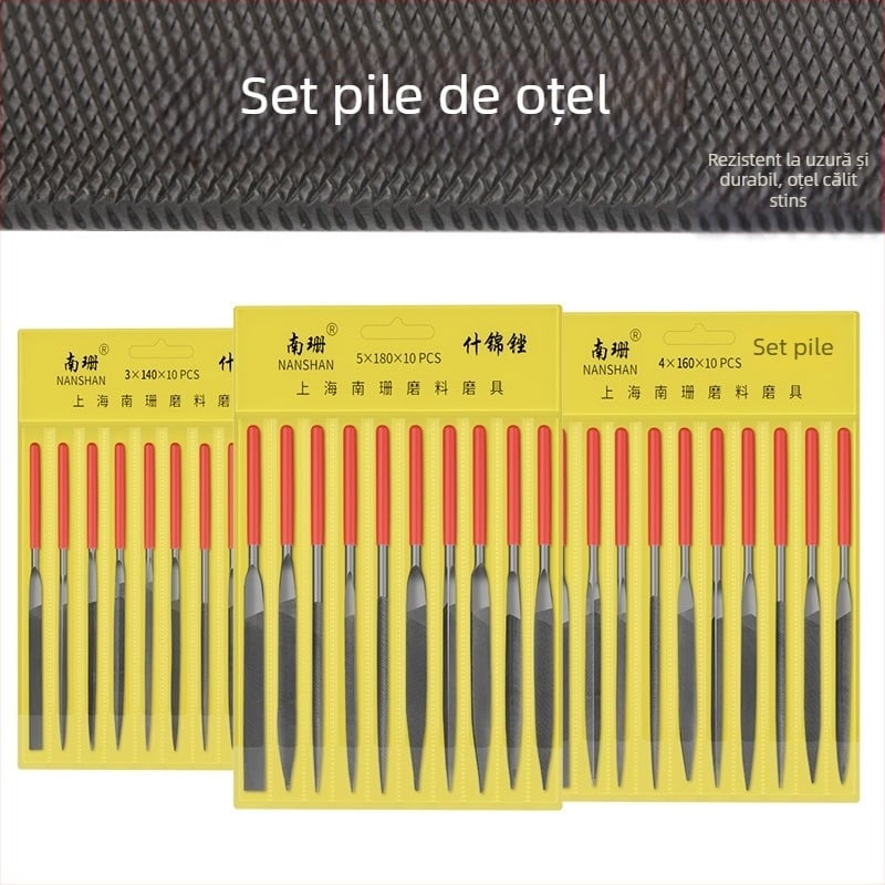 Set de pile din oțel aliat, 3×140 mm, 4×160 mm, 5×180 mm – pile manuale pentru tâmplă și prelucrarea metalelor