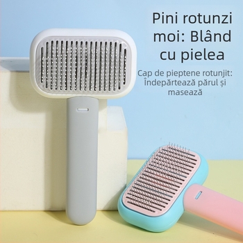 Pieptene din oțel inoxidabil cu dinți pentru animale de companie — masaj pentru îngrijire, îndepărtarea părului liber la pisici și câini