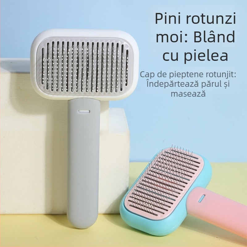 Pieptene din oțel inoxidabil cu dinți pentru animale de companie — masaj pentru îngrijire, îndepărtarea părului liber la pisici și câini