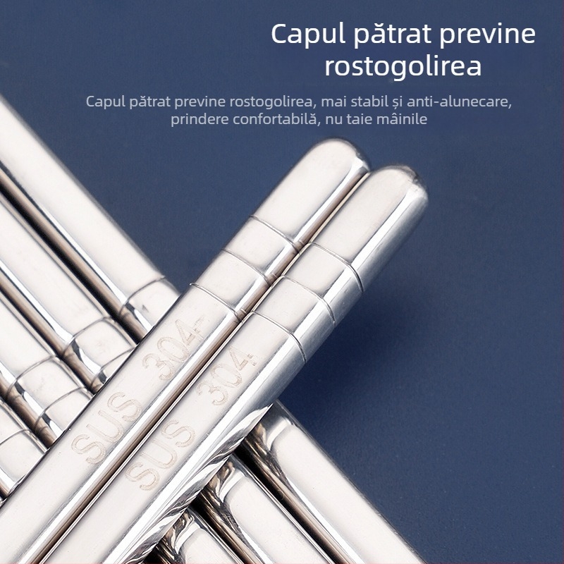 Bețișoare din oțel inoxidabil 304, pentru uz casnic, antiderapante, protecție împotriva arsurilor, formă pătrată, potrivite pentru copii, dezinfectare la temperaturi înalte, posibilitatea unui logo laser