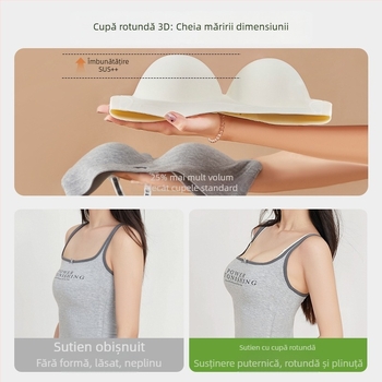 Sutien push-up roz, fără bretele, fără cusături, cupă 3/4, purtare în două moduri