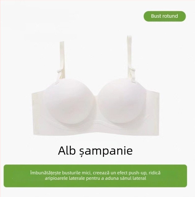 Sutien push-up roz, fără bretele, fără cusături, cupă 3/4, purtare în două moduri