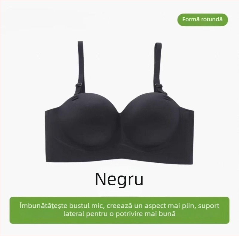 Sutien push-up roz, fără bretele, fără cusături, cupă 3/4, purtare în două moduri