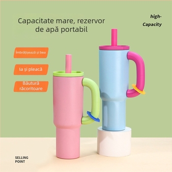 Termos cu mâner din oțel inoxidabil, capacitate mare, pentru mașină, portabil, izolat