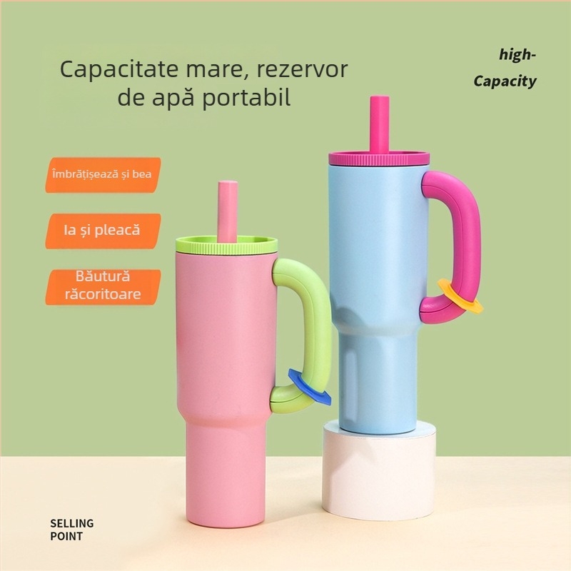 Termos cu mâner din oțel inoxidabil, capacitate mare, pentru mașină, portabil, izolat
