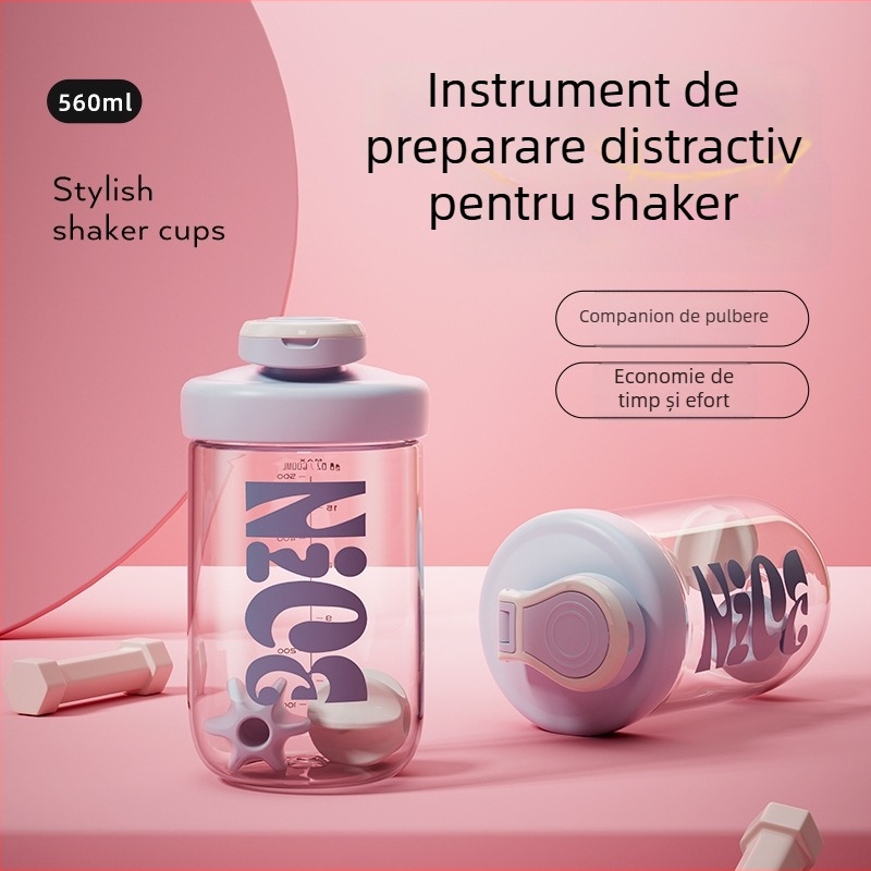 Sticlă din plastic pentru sport, shaker cu capacitate mare, model nou 2025, pentru shake-uri proteice, cu scară de măsurare