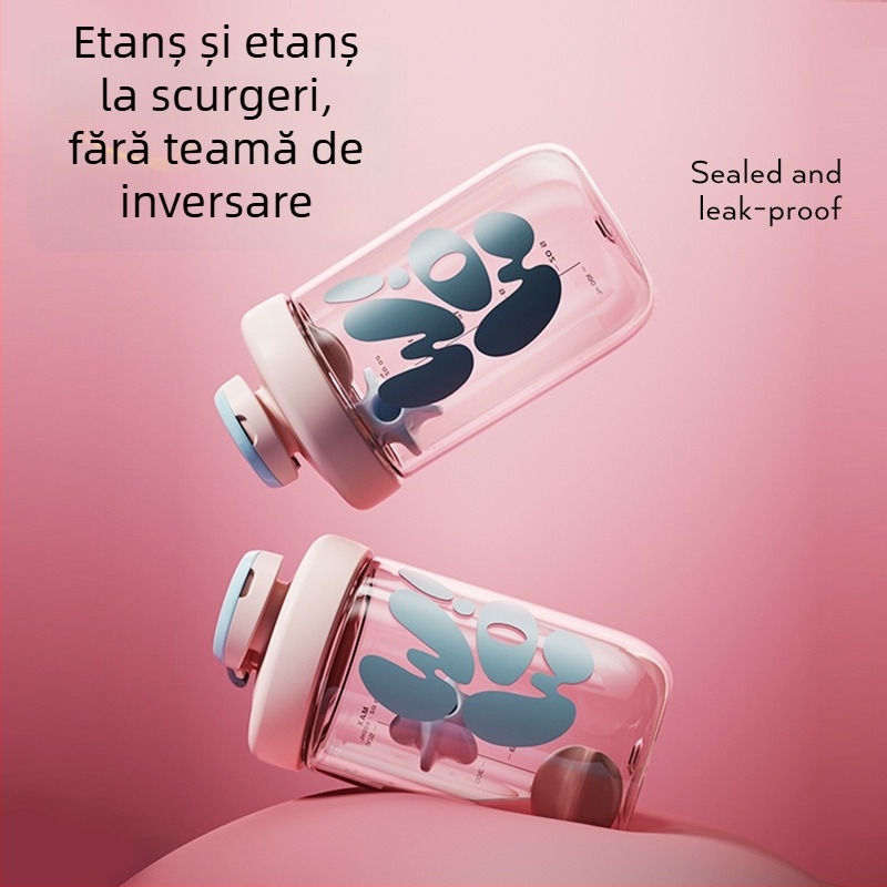 Sticlă din plastic pentru sport, shaker cu capacitate mare, model nou 2025, pentru shake-uri proteice, cu scară de măsurare