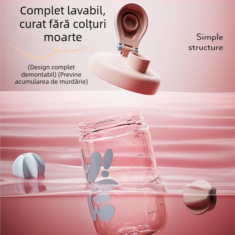 Sticlă din plastic pentru sport, shaker cu capacitate mare, model nou 2025, pentru shake-uri proteice, cu scară de măsurare