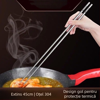 Bețișoare lungi din oțel inoxidabil 316 pentru uz casnic, potrivite pentru prăjit și hot pot, rezistente la temperaturi înalte, protecție împotriva arsurilor, antiderapante, pentru mâncare partajată