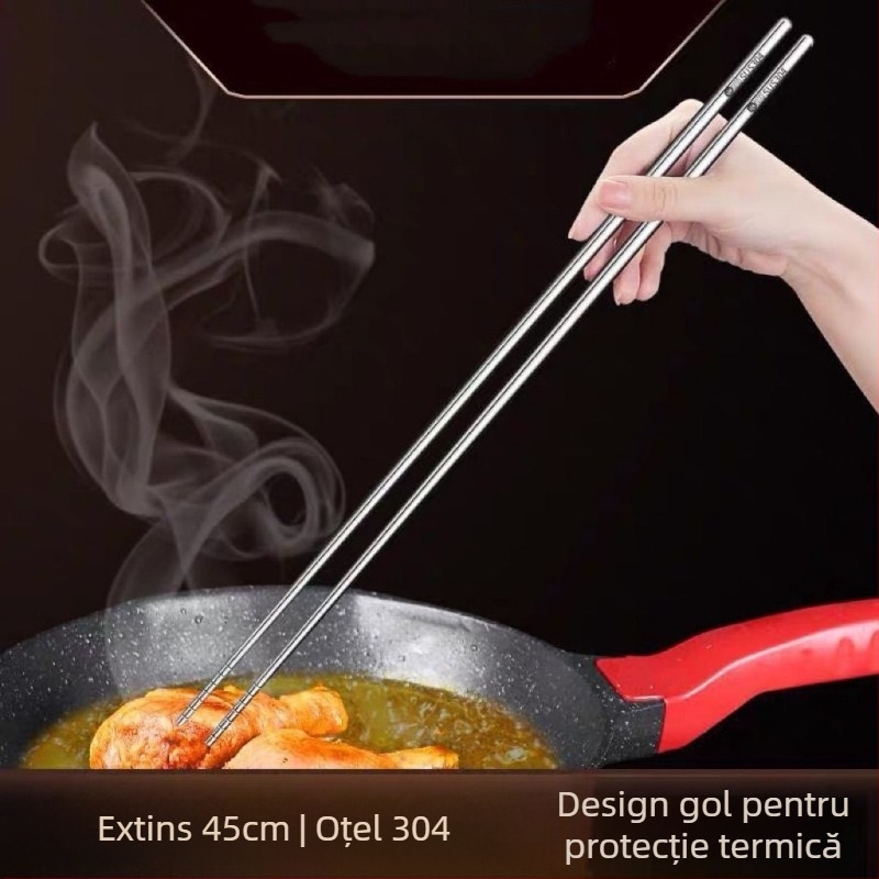 Bețișoare lungi din oțel inoxidabil 316 pentru uz casnic, potrivite pentru prăjit și hot pot, rezistente la temperaturi înalte, protecție împotriva arsurilor, antiderapante, pentru mâncare partajată