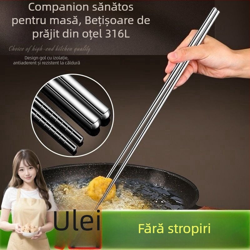Bețișoare lungi din oțel inoxidabil 316 pentru uz casnic, potrivite pentru prăjit și hot pot, rezistente la temperaturi înalte, protecție împotriva arsurilor, antiderapante, pentru mâncare partajată