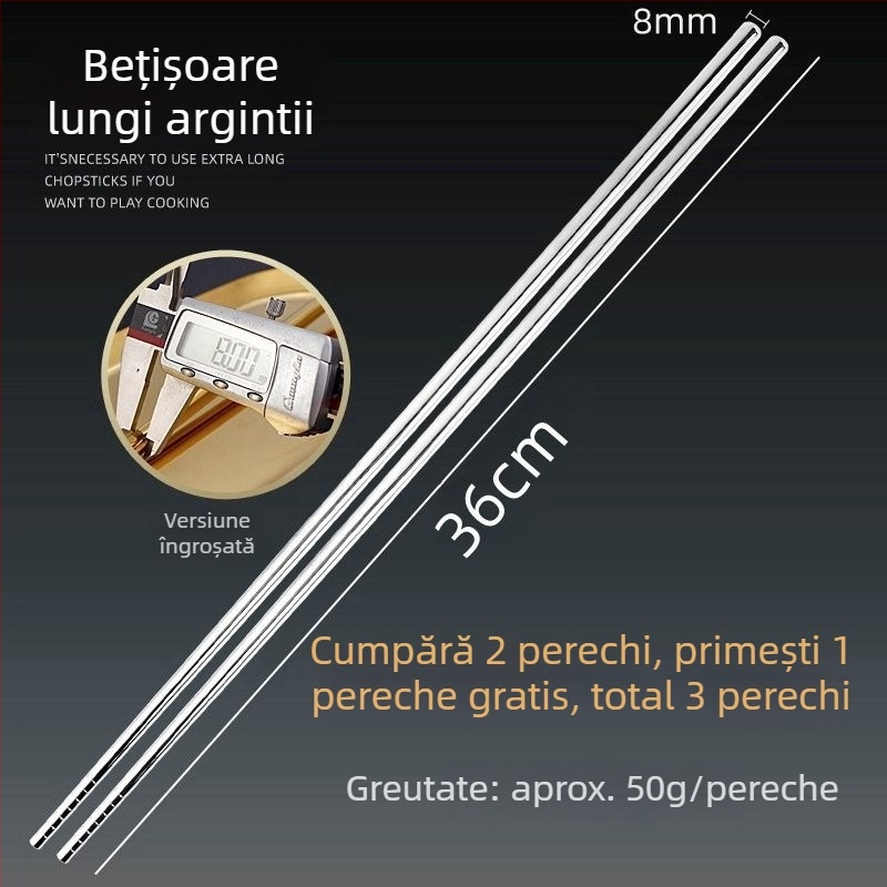 Bețișoare lungi din oțel inoxidabil 316 pentru uz casnic, potrivite pentru prăjit și hot pot, rezistente la temperaturi înalte, protecție împotriva arsurilor, antiderapante, pentru mâncare partajată