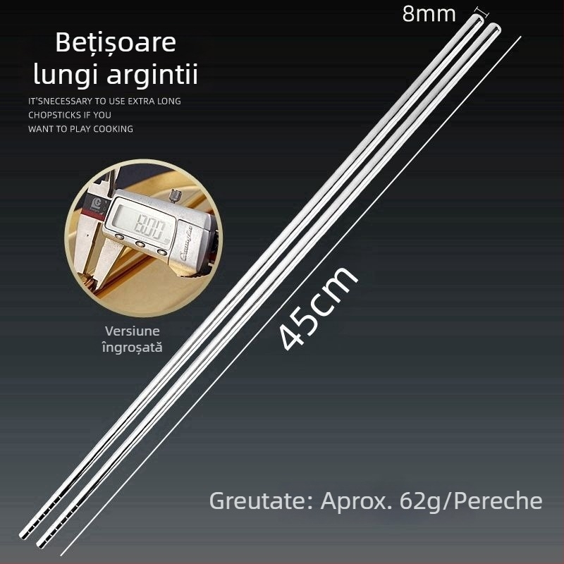 Bețișoare lungi din oțel inoxidabil 316 pentru uz casnic, potrivite pentru prăjit și hot pot, rezistente la temperaturi înalte, protecție împotriva arsurilor, antiderapante, pentru mâncare partajată