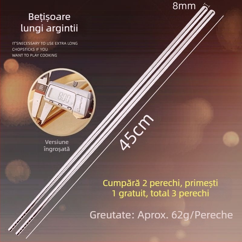Bețișoare lungi din oțel inoxidabil 316 pentru uz casnic, potrivite pentru prăjit și hot pot, rezistente la temperaturi înalte, protecție împotriva arsurilor, antiderapante, pentru mâncare partajată